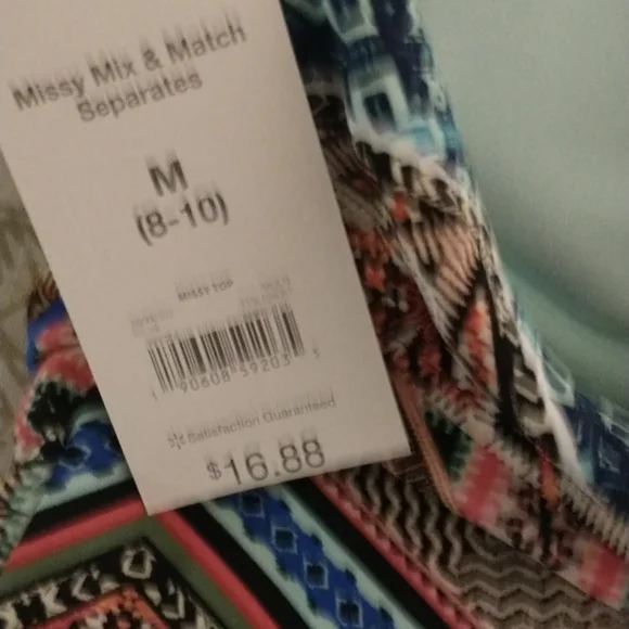 🌠HP🌠NWT Time and Tru Print Tankini w/Mid-rise Side Tie Bottom - Picture 5 of 10